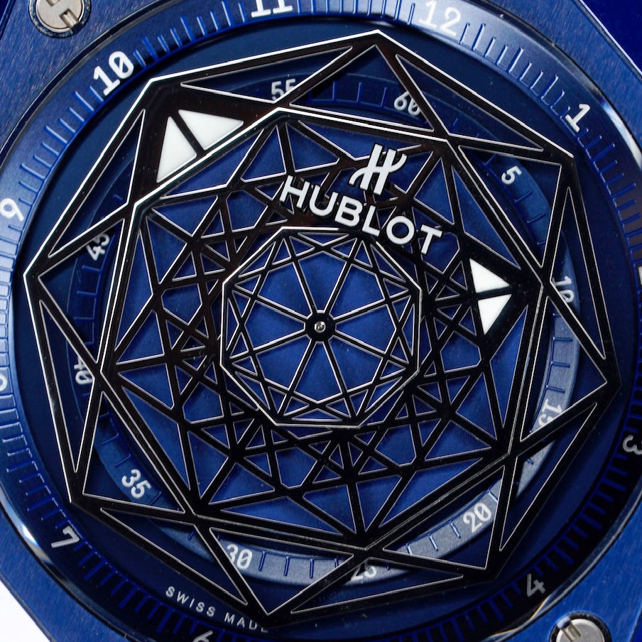 Hublot Big Bang Unico 415.EX.7179.VR.MXM19 “SANG BLEU” Geometric Dial Blue Ceramic Blue Strap 45mm