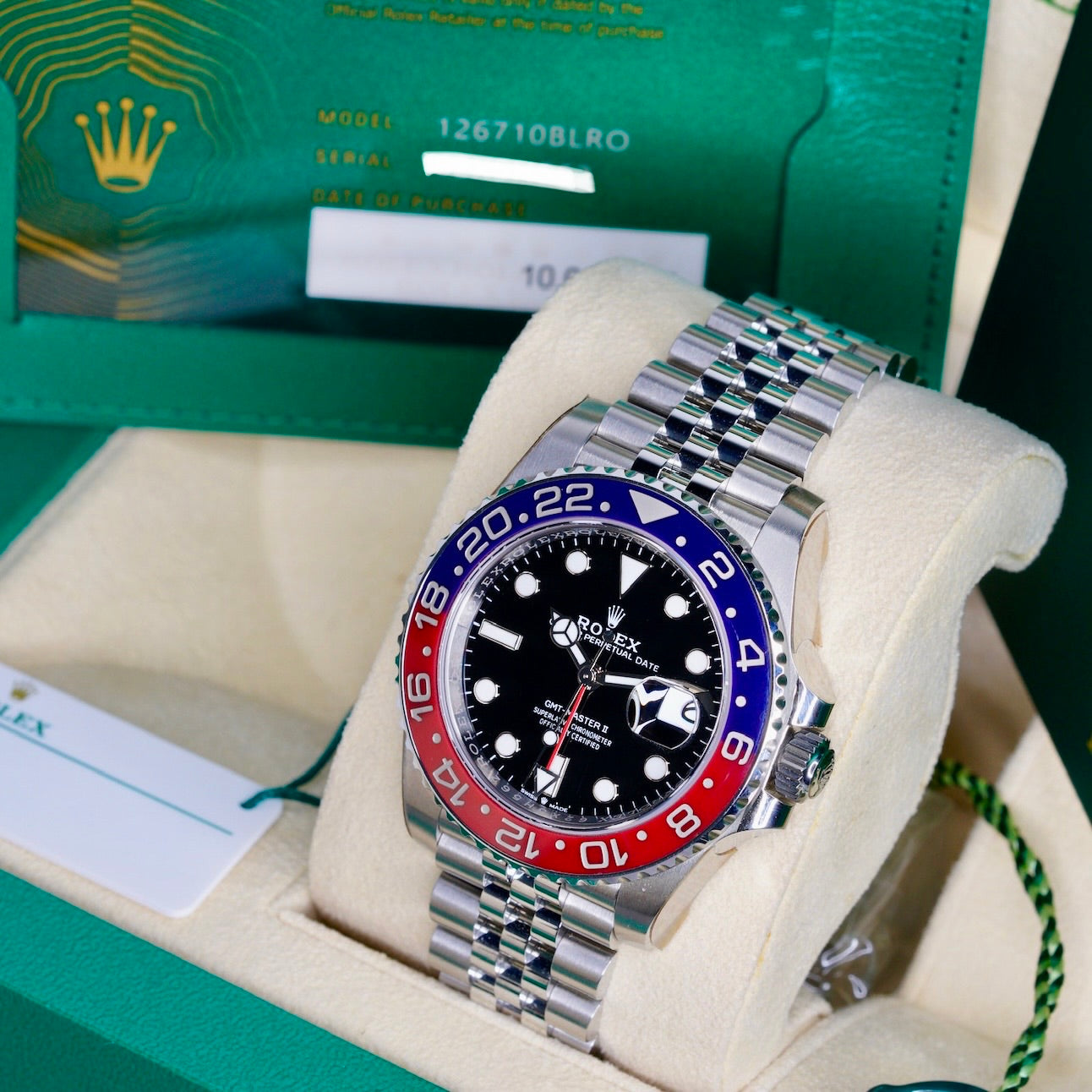 Rolex GMT-Master II 126710BLRO “PEPSI” Black Dial Red & Blue Bezel Stainless Steel Jubilee 40mm 2025
