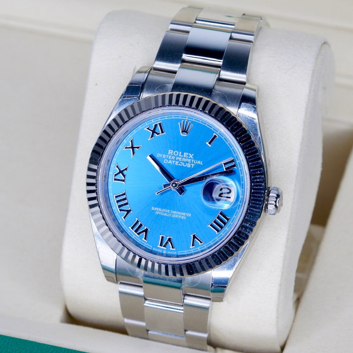 Rolex NEW OLD STOCK Datejust 126334 “AZZURRO” Blue Roman Dial Stainless Steel Oyster 41mm