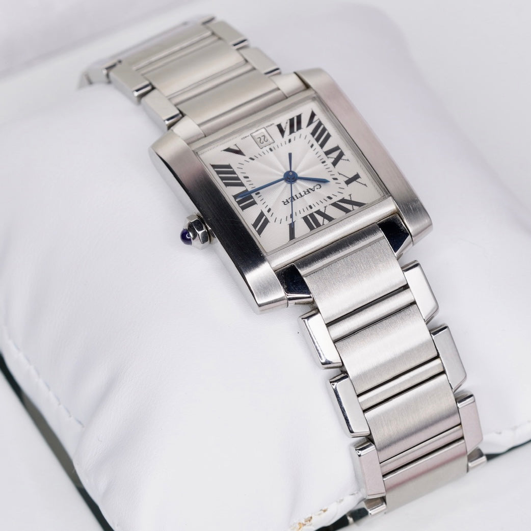 Cartier Tank Francaise W51002Q3 White Dial Stainless Steel 28X32mm