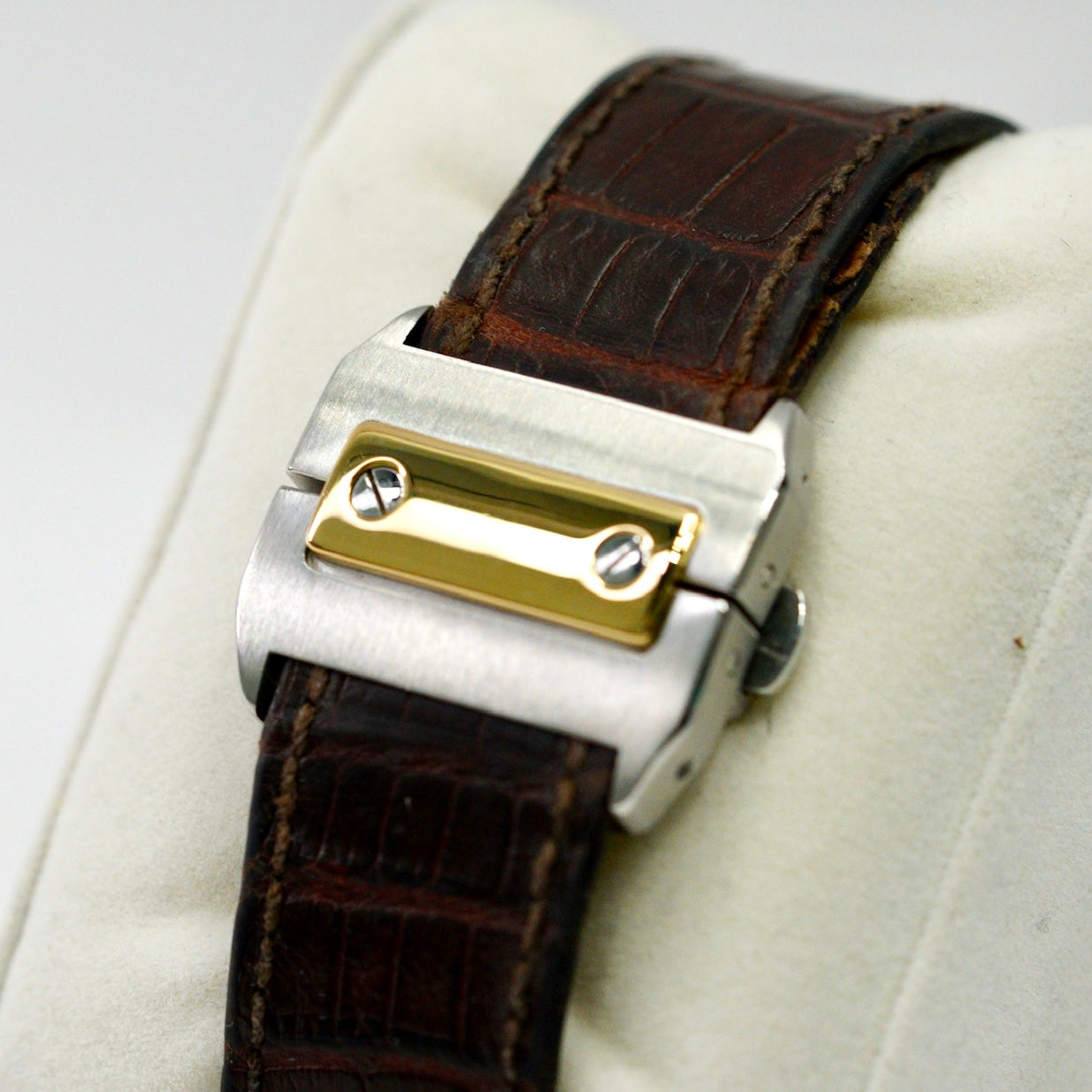 Cartier Santos 100 Xl 2656 Two-Tone Yellow Gold & Steel Leather Strap