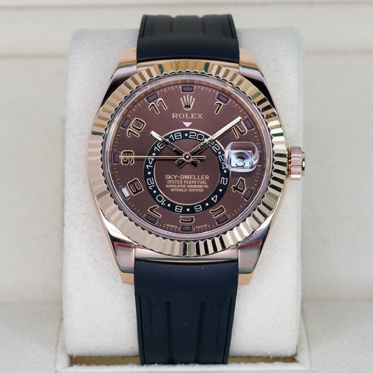 Rolex Sky-Dweller “CHOCOLATE ARABIC” Brown Arabic Dial Rose Gold AM Oysterflex 42mm 2018
