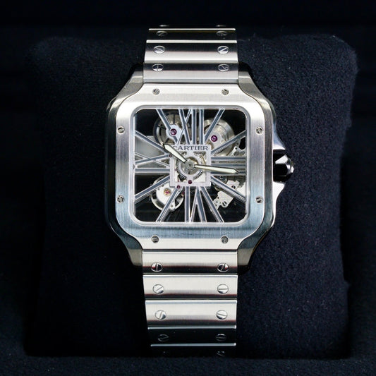 Cartier Santos De Cartier Large WHSA0027 Skeleton Dial Stainless Steel