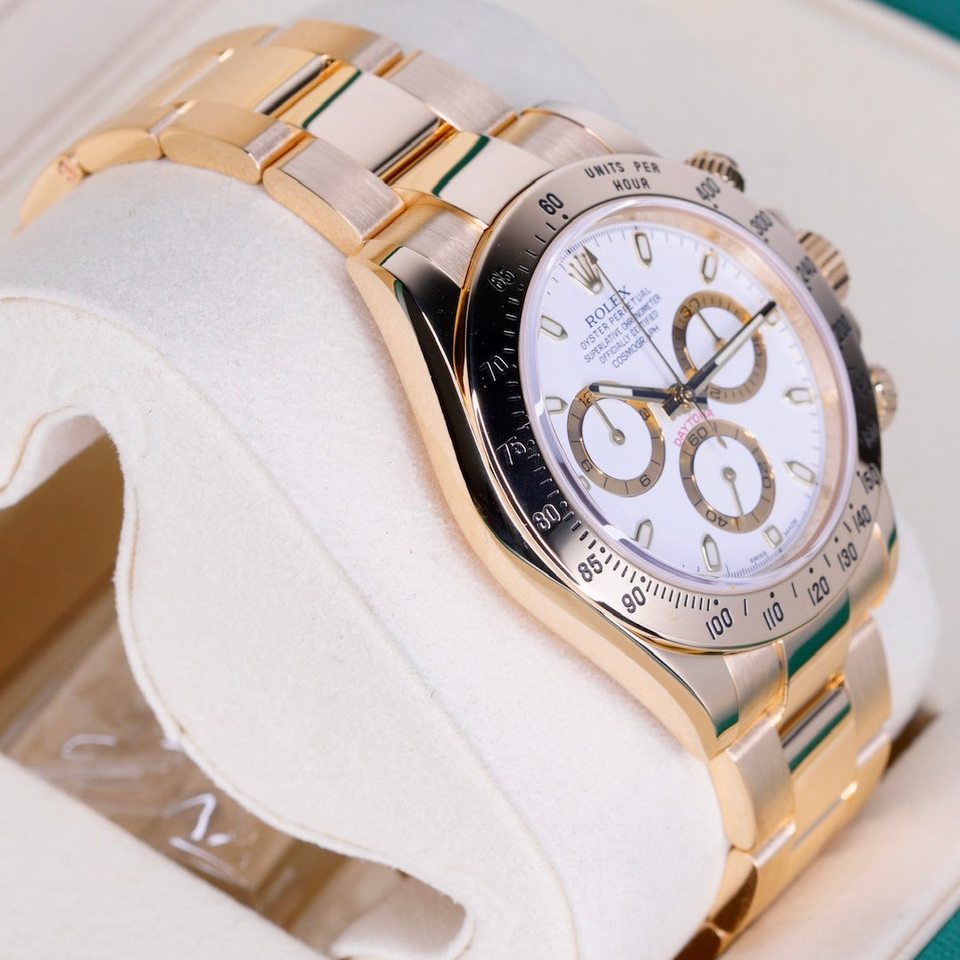 Rolex Daytona 116528 White Dial Yellow Gold 40mm 2014