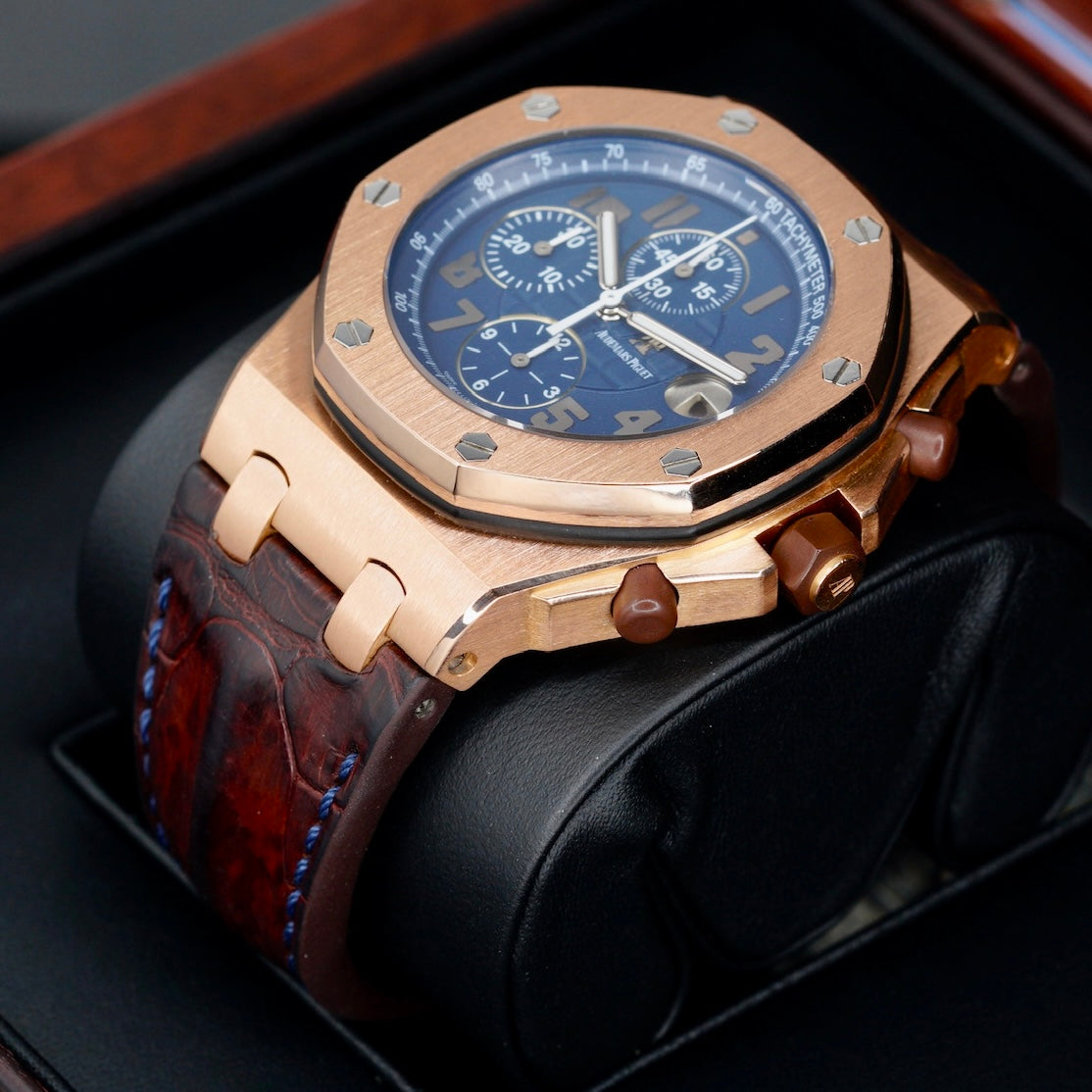Audemars Piguet Royal Oak Offshore 26365OR.OO.D801CR.01 “PRIDE OF ARGENTINA” Deep Blue Dial Rose Gold Leather Strap 42mm
