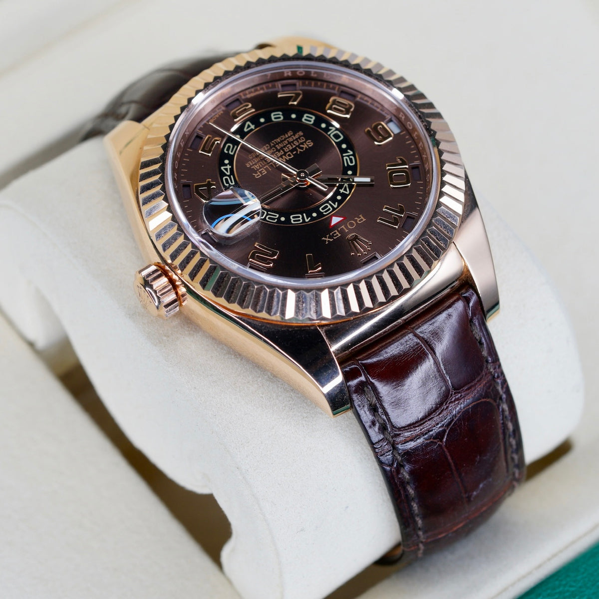 Rolex Sky-Dweller 326135 “CHOCO ARABIC” Brown Arabic Dial Rose Gold Leather Strap 42mm