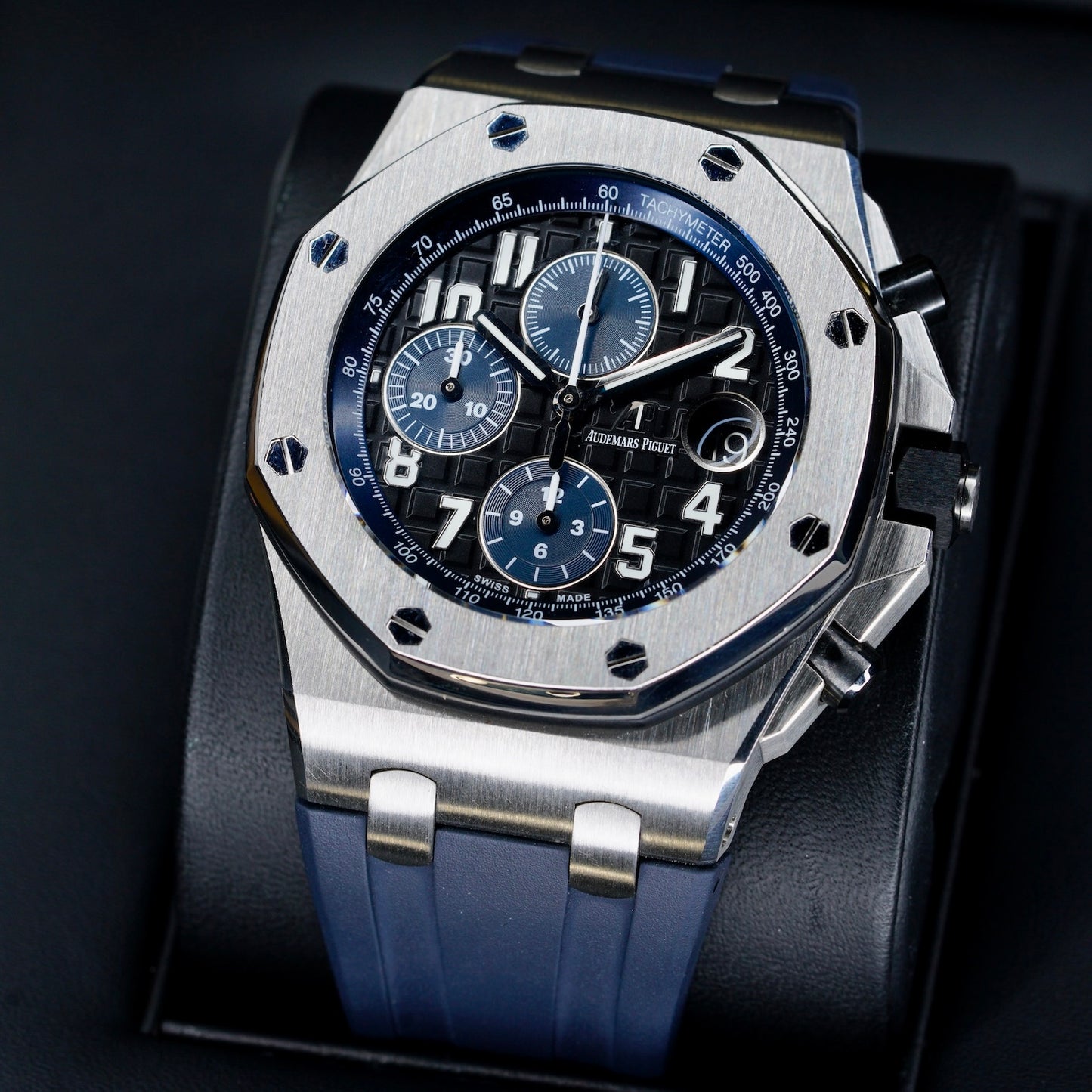 Audemars Piguet Royal Oak Offshore 26470ST.OO.A028CR.01 “BATMAN” Black Dial Blue Sub Dials Stainless Steel Chronograph 42mm
