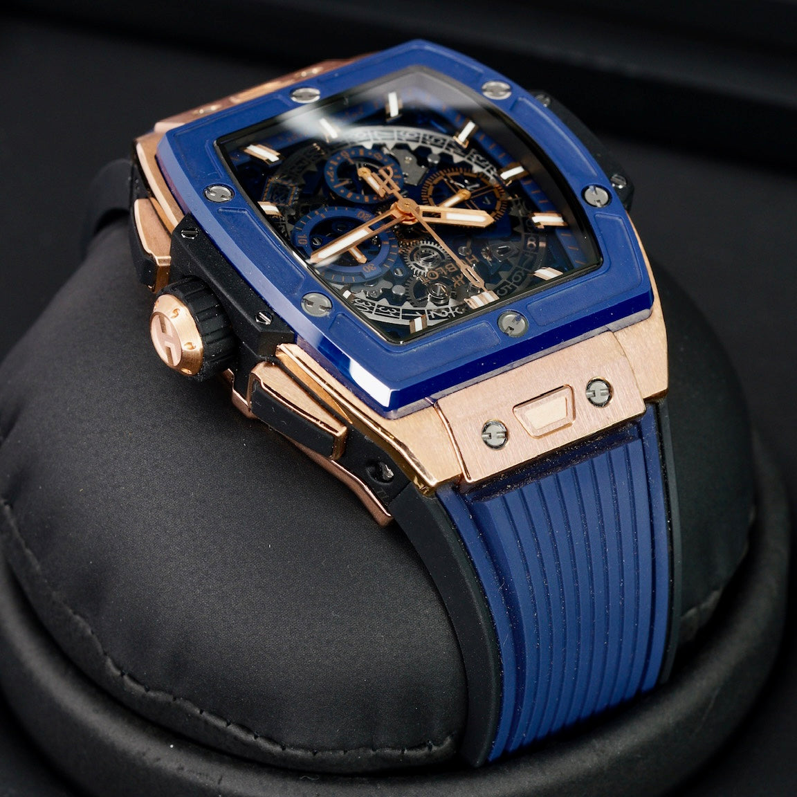 Hublot Spirit Of Big Bang 642.OL.7180.RX Skeleton Dial King Gold Blue Rubber Strap 42mm