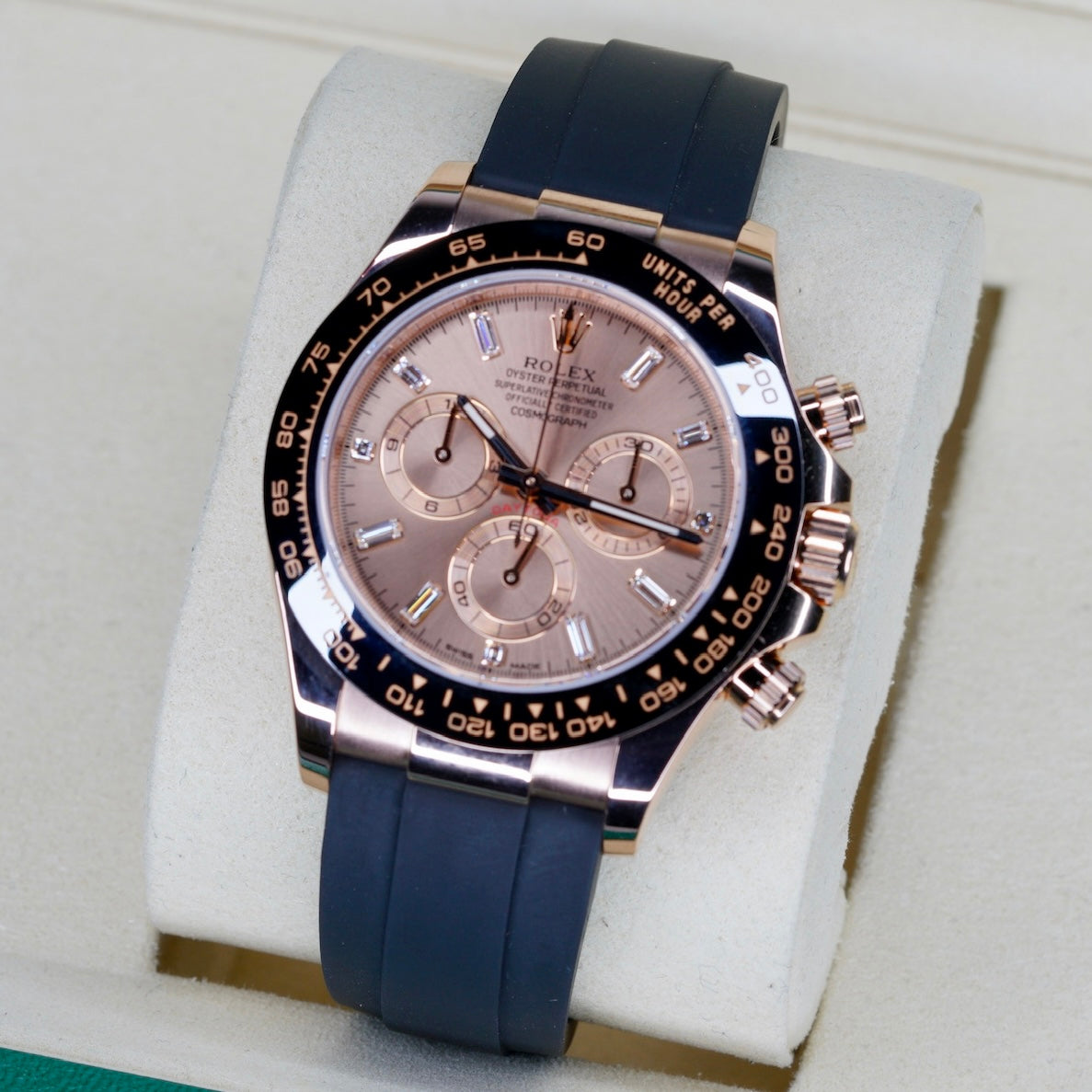 Rolex Daytona 116515LN “PINK BAGUETTES” Pink Baguettes Dial Rose Gold Oysterflex 40mm 2018