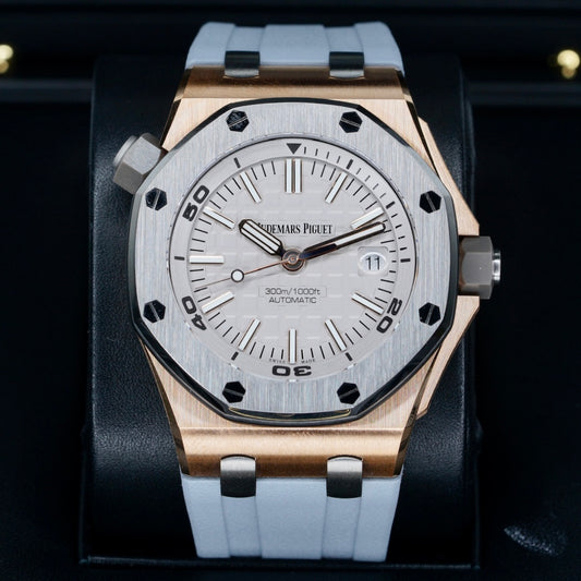 Audemars Piguet Royal Oak Offshore Diver 15711OI.OO.A006CA.01 “JAPAN EDITION” Grey Dial Rose Gold Rubber Strap 42mm