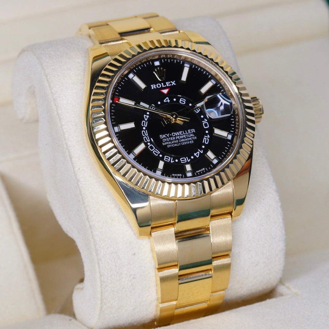 Rolex Sky-Dweller 326938 “BRIGHT BLACK” Black Dial Yellow Gold 42mm 2020