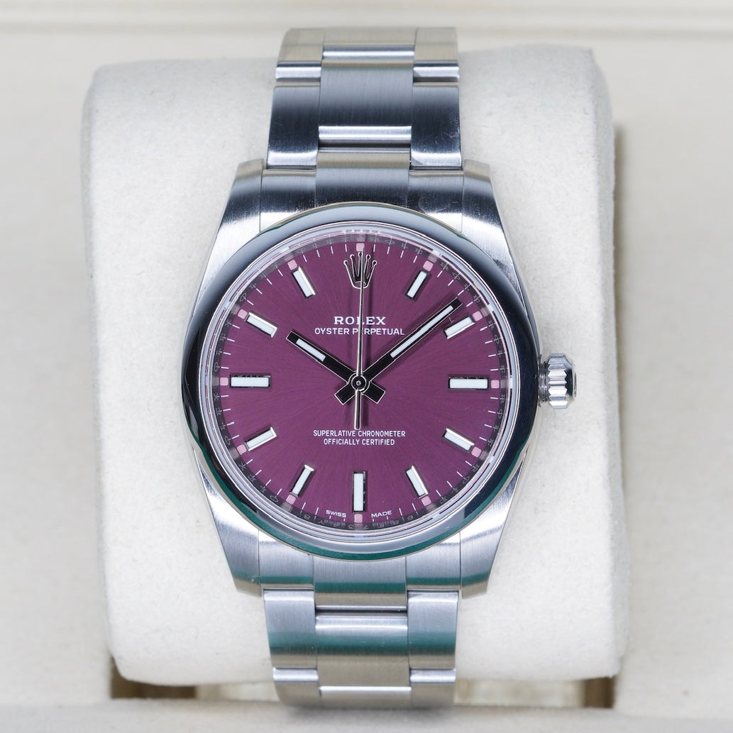 Rolex Oyster Perpetual 114200 “GRAPE” Purple Dial Stainless Steel 34mm 2019