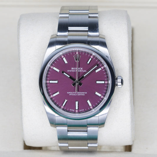 Rolex Oyster Perpetual 114200 “GRAPE” Purple Dial Stainless Steel 34mm 2019