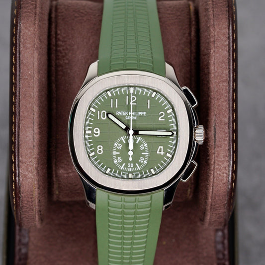 Patek Philippe Aquanaut 5968G-010 “GREEN AQUA” Green Dial White Gold Tropical Tropical Strap 2026