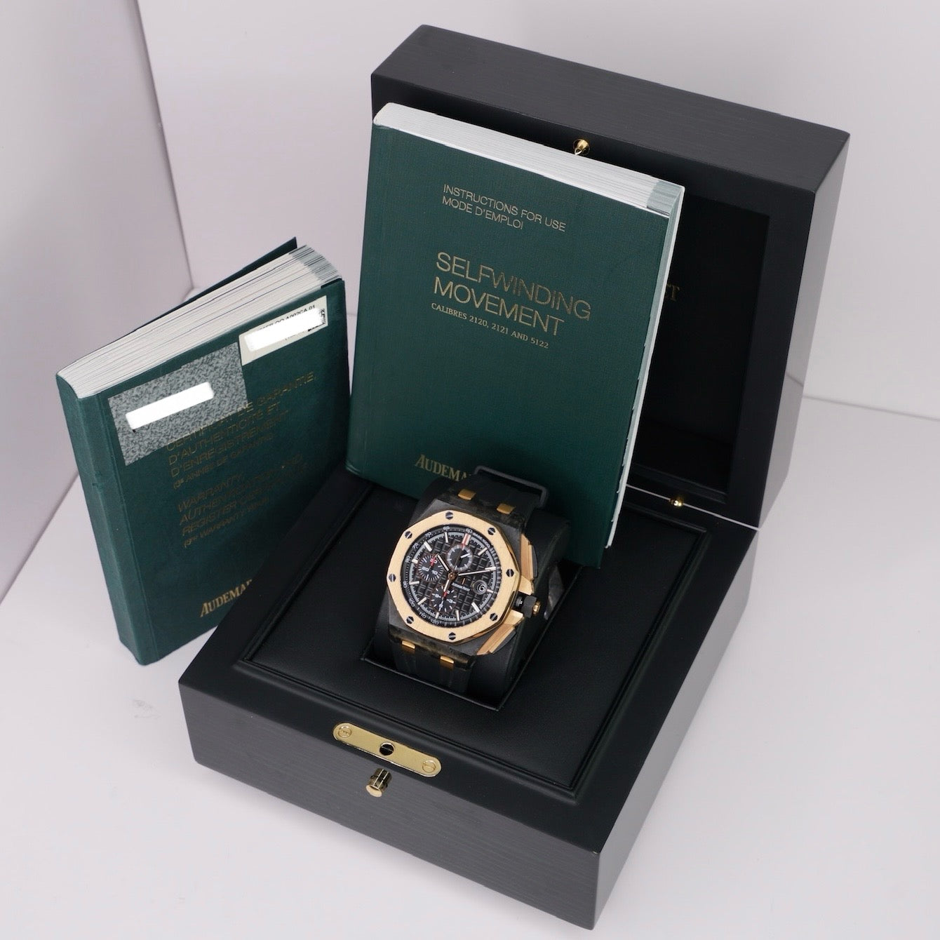 Audemars Piguet Royal Oak Offshore  26406FR.OO.A002CA.01 “QEII CUP” Black Dial Carbon Case Rose Gold Bezel Chronograph 44mm