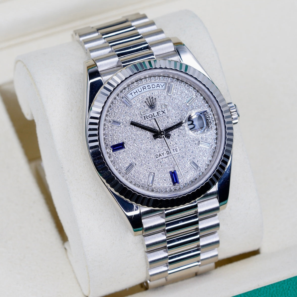 Rolex Day Date 228239 “AM DIAMOND SET” Am Diamond Dial White Gold 40mm