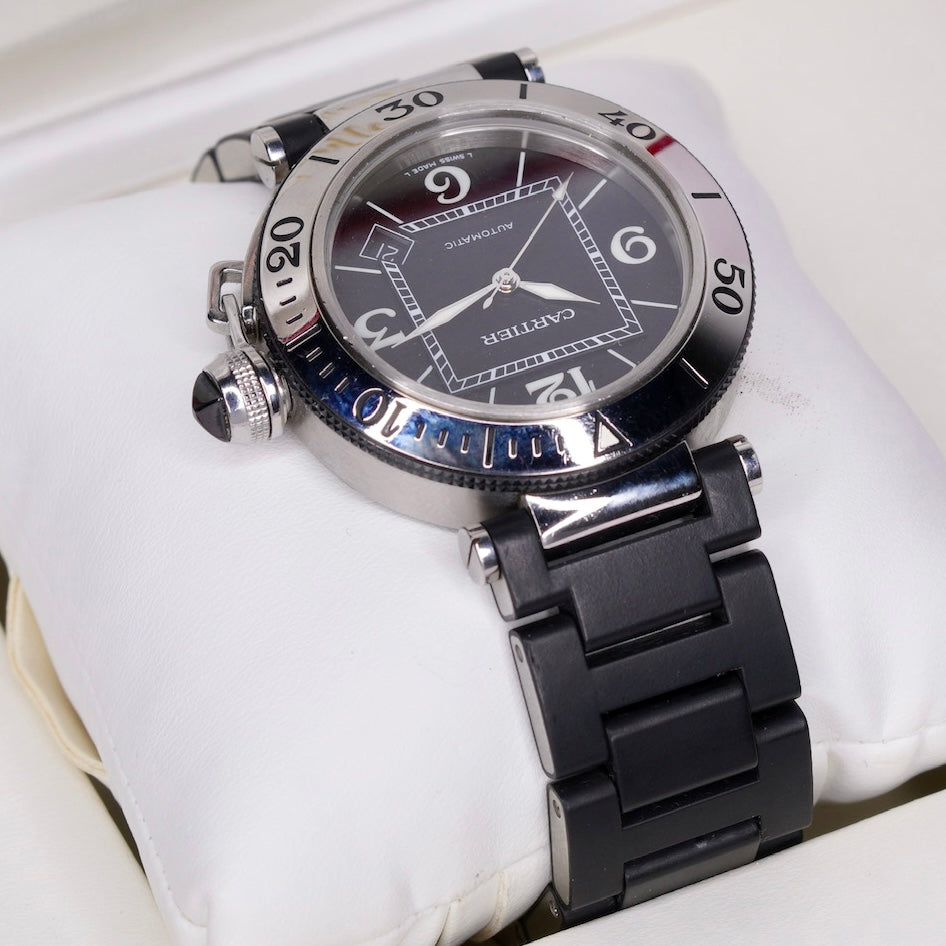 Cartier Pasha Seatimer 2790 Black Dial Stainless Steel & Rubber 40mm