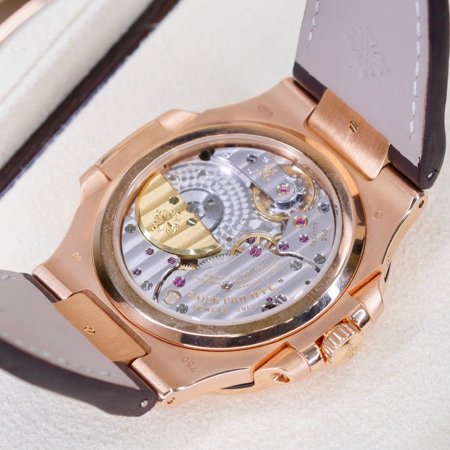 Patek Philippe Nautilus 5712R-001 Moon Phase Dial Rose Gold Leather Strap 2019