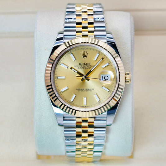 Rolex NEW 2025 Datejust 126333 Champagne Stick Dial Two-Tone Yellow Gold & Steel Jubilee 41mm