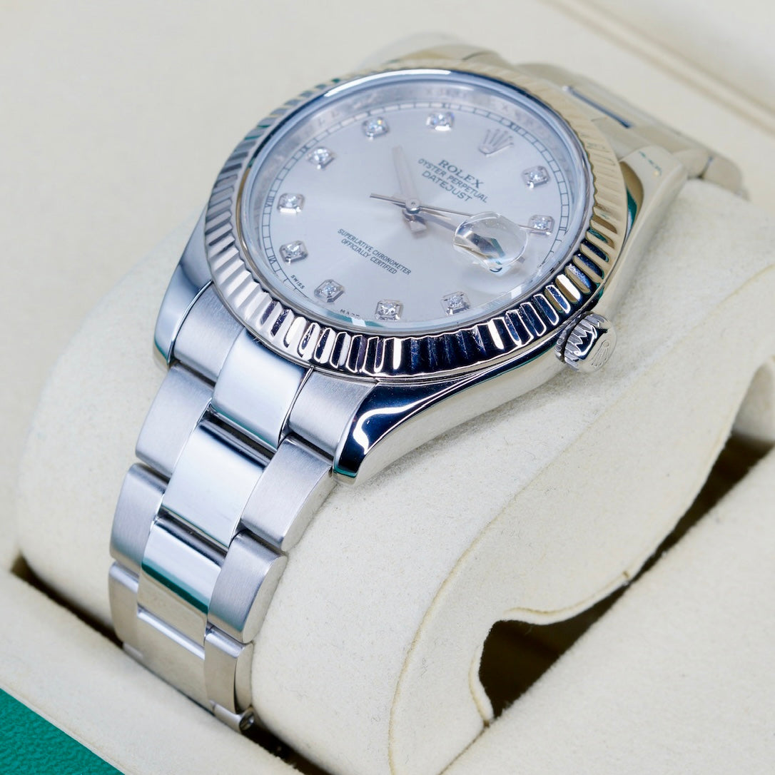 Rolex Datejust II 116334 Silver Diamond Dial Stainless Steel 41mm