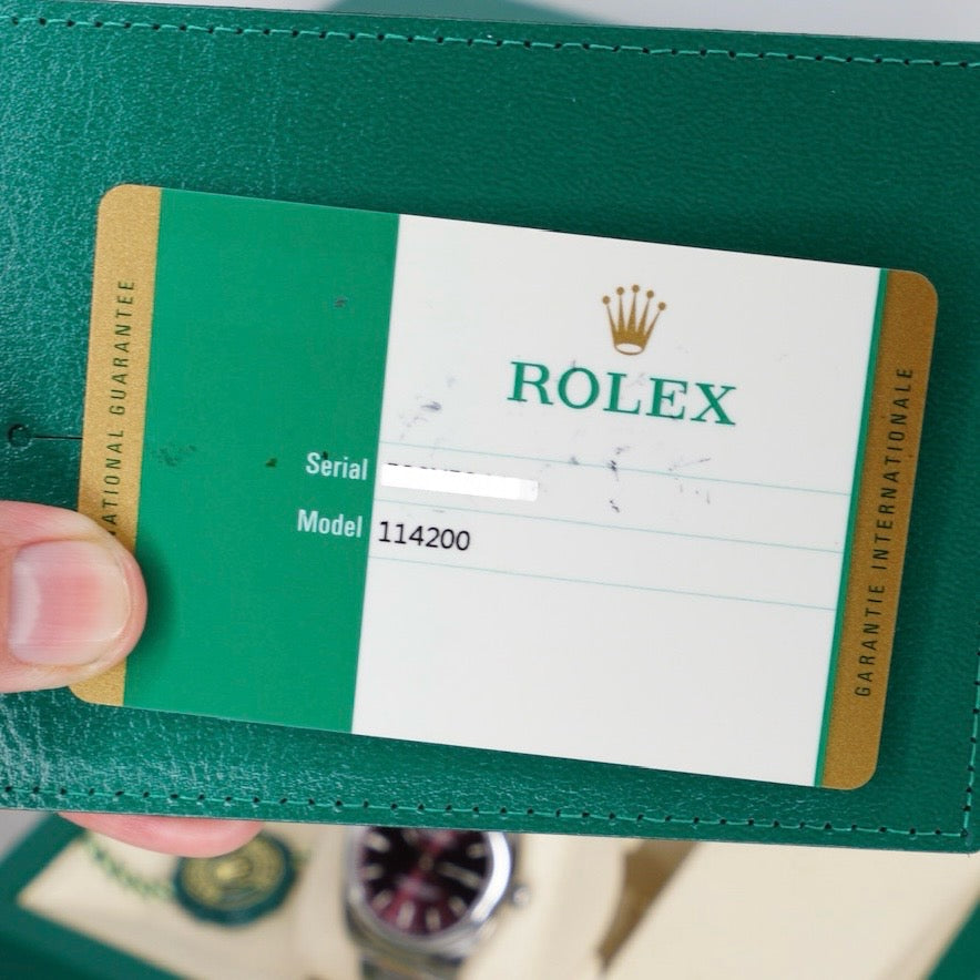 Rolex Oyster Perpetual 114200 “GRAPE” Purple Dial Stainless Steel 34mm 2019