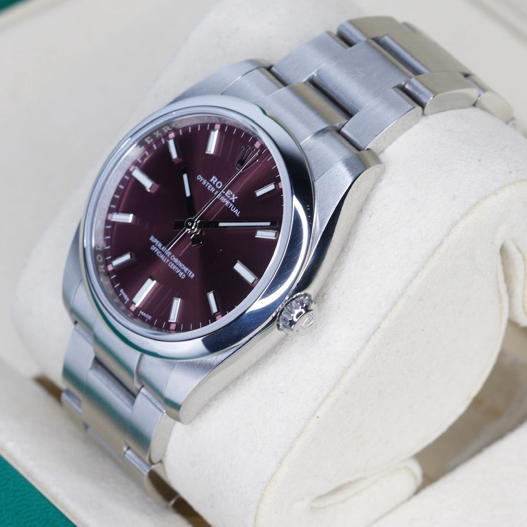Rolex Oyster Perpetual 114200 “GRAPE” Purple Dial Stainless Steel 34mm 2019