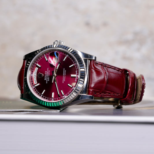 Rolex Day-Date 118139 “CHERRY” Burgundy Dial & Strap White Gold 36mm