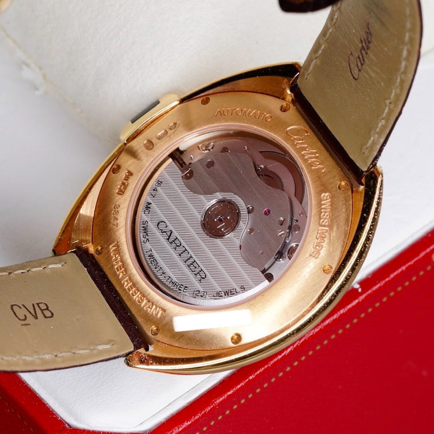 Cartier De Cartier Cle WGCL0004 White Dial Rose Gold Leather Strap