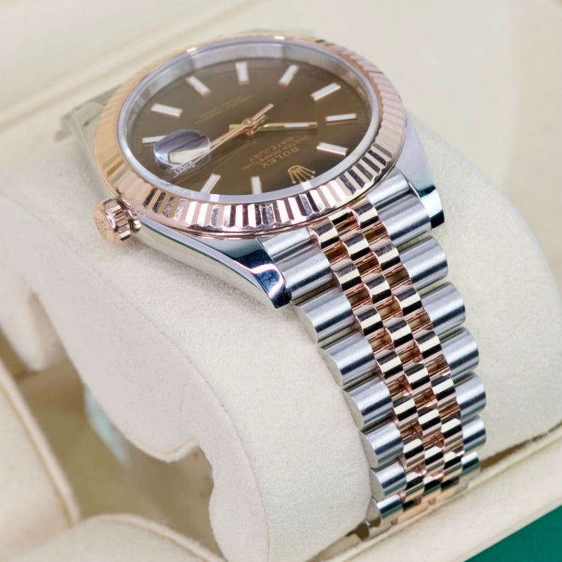 Rolex Datejust 126331 “CHOCOLATE” Brown Stick Dial Rose Gold & Steel Jubilee 41mm