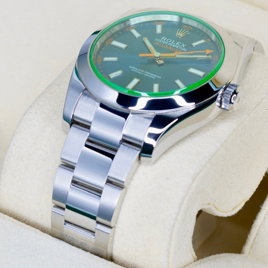 Rolex Milgauss 116400GV Blue Dial Green Crystal Stainless Steel 40mm 2017
