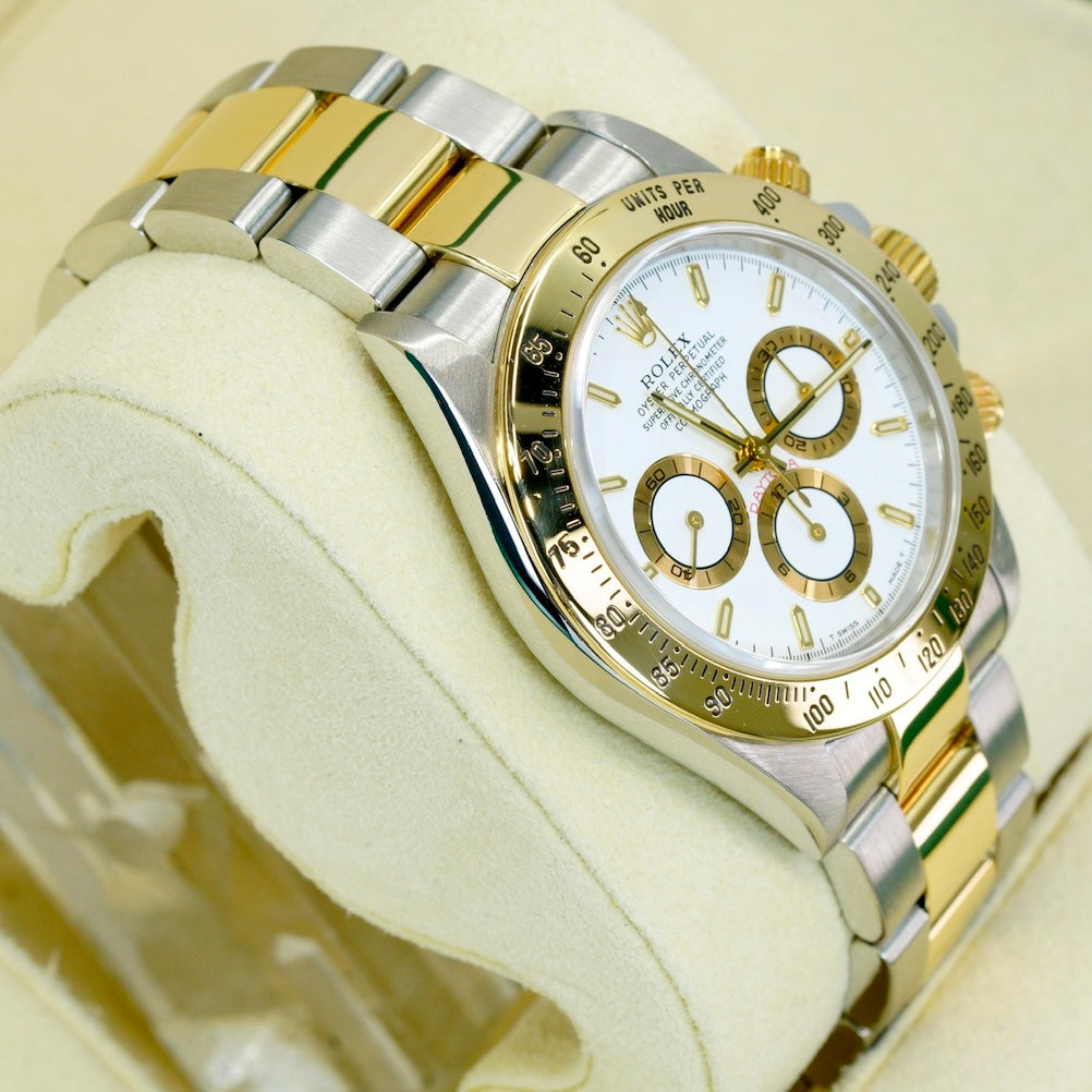 Rolex Daytona 16523 Two-Tone Yellow Gold & Steel White Dial Zenith 40mm