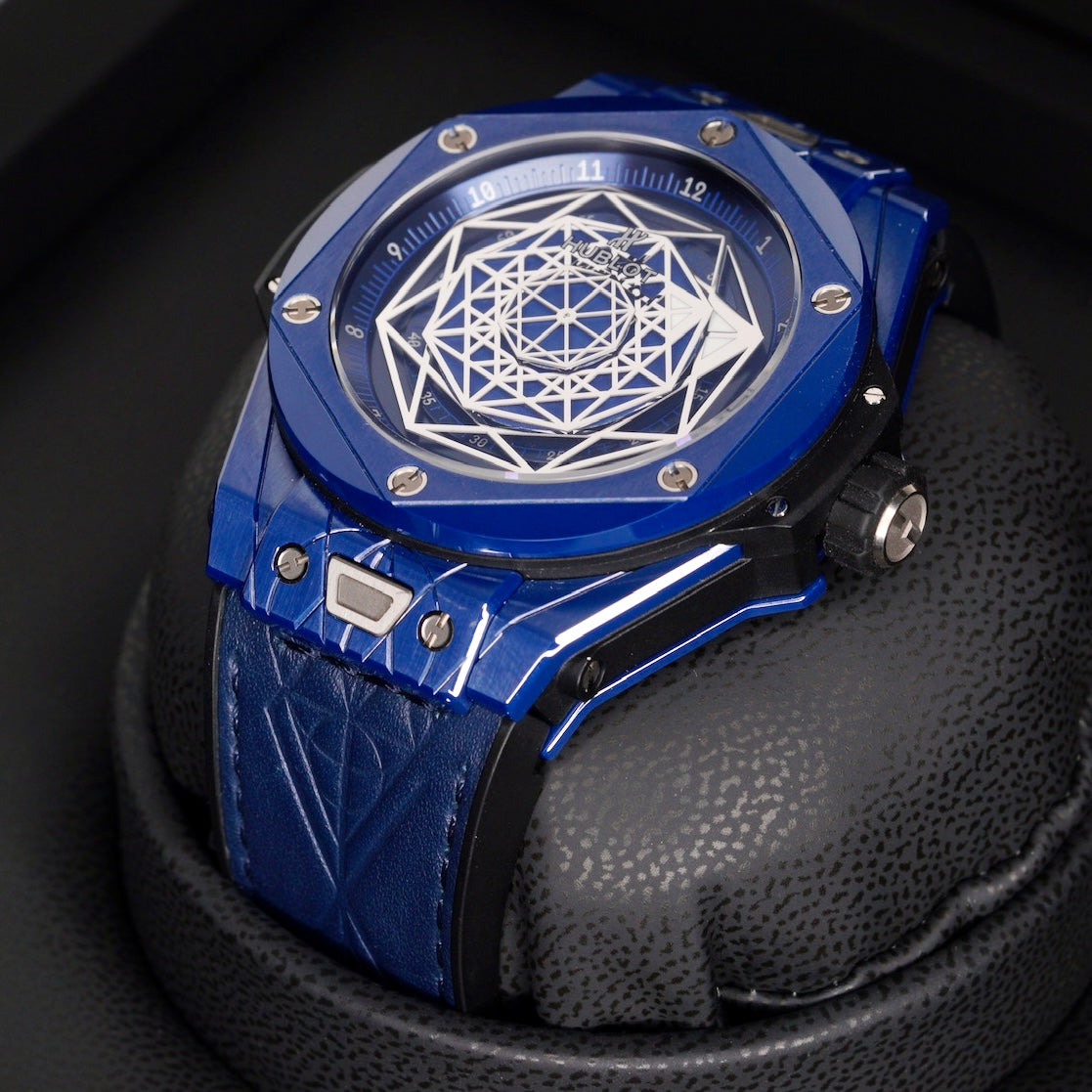 Hublot Big Bang Unico 415.EX.7179.VR.MXM19 “SANG BLEU” Geometric Dial Blue Ceramic Blue Strap 45mm