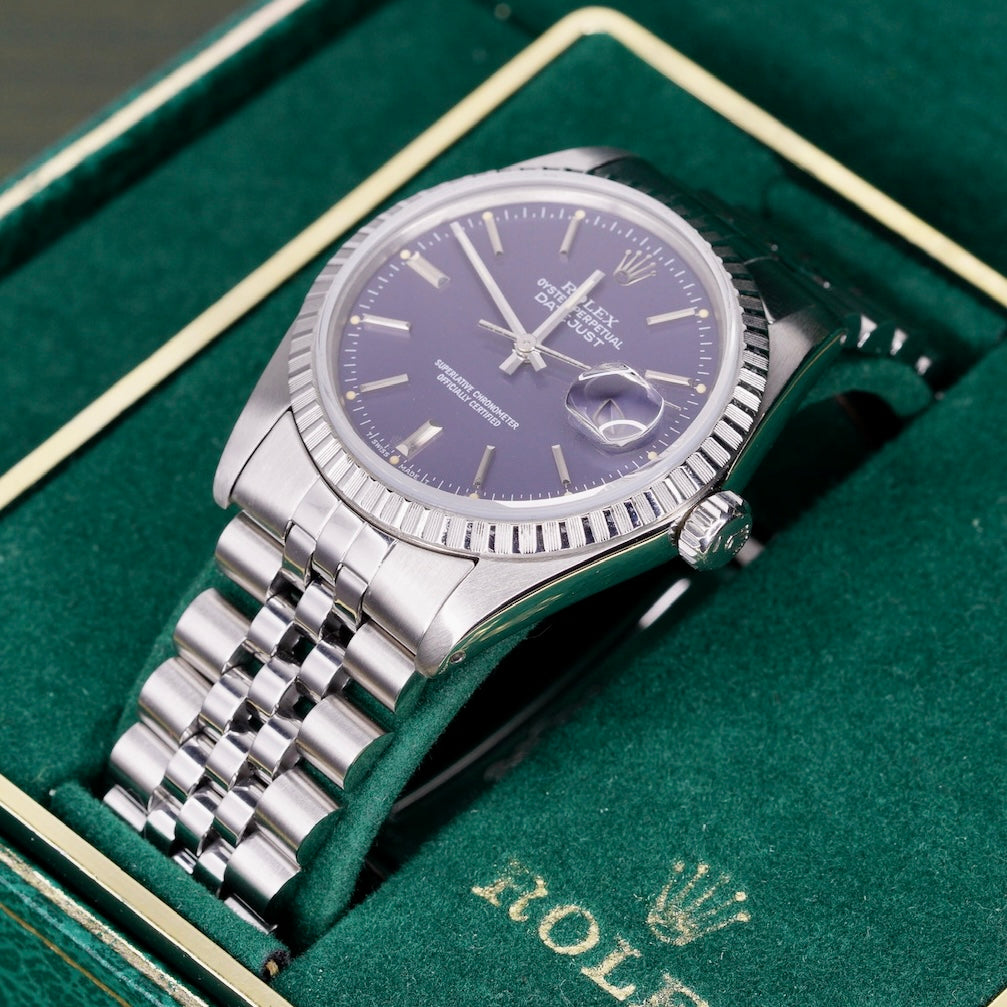 Rolex Datejust 16014 Blue Stick Dial Stainless Steel Jubilee 36mm