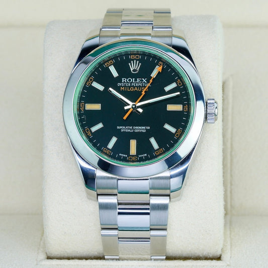 Rolex Milgauss 116400GV Black Dial Green Crystal Stainless Steel Oyster 40mm 2015
