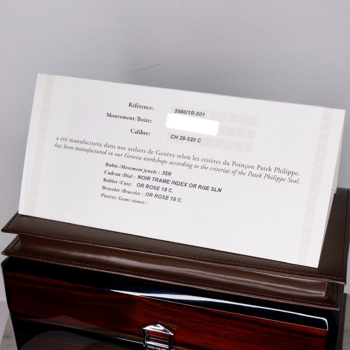 Patek Philippe Nautilus 5980/1R-001 Black Smoked Dial Rose Gold 40.5mm 2016