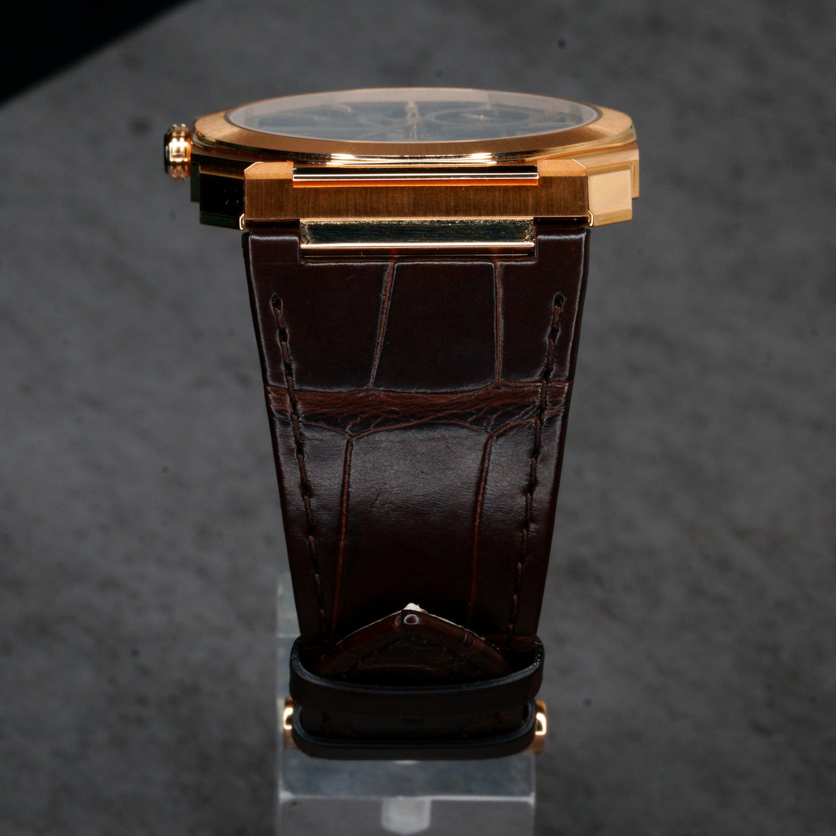 Bulgari Octo Finissimo 103667 Skeleton Dial Rose Gold Leather Strap