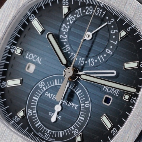 Patek Philippe Nautilus 5990/1A-011 Blue Smoked Dial Travel Time Stainless Steel Chronograph 2025