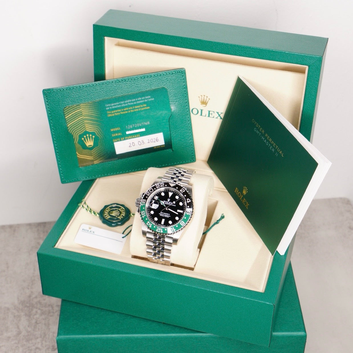 Rolex NEW 2026 GMT-Master II 126720VTNR “SPRITE” Black Dial Black & Green Bezel Stainless Steel Jubilee 40mm