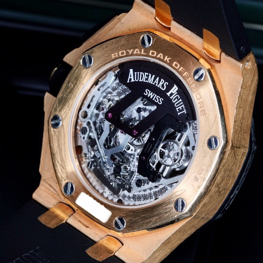 Audemars Piguet Royal Oak Offshore 26288OF.OO.D002CR.01 “TOURBILLON” Skeleton Dial Rose Gold Chronograph Carbon Case 44mm