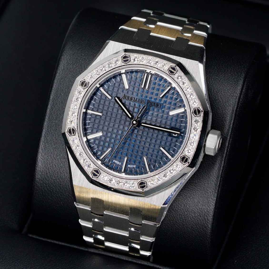 Audemars Piguet Royal Oak Blue Dial Diamond Bezel Stainless Steel 37mm