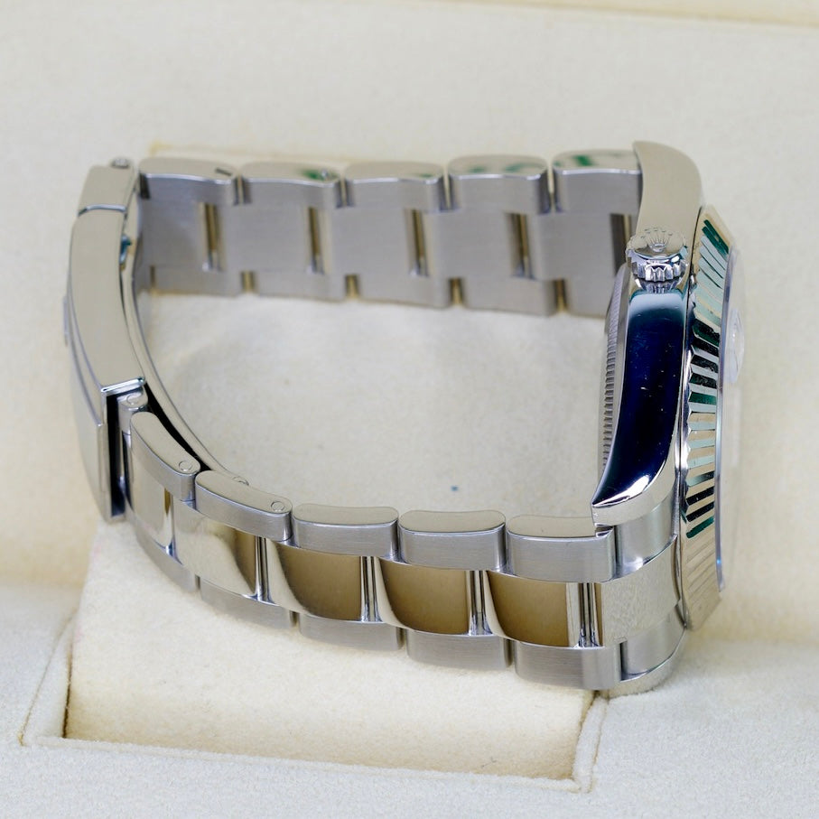 Rolex Datejust II 116334 Silver Diamond Dial Stainless Steel White Gold Bezel 41mm 2015