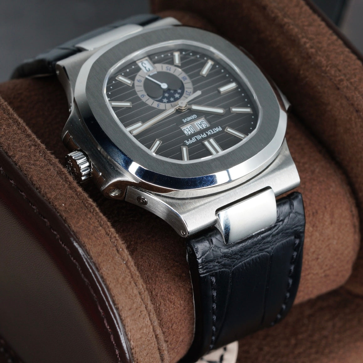 Patek Philippe Nautilus 5726A-001 Black Dial Stainless Steel Leather Strap