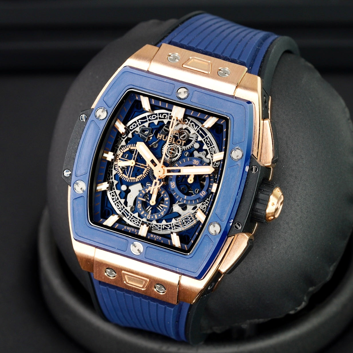 Hublot Spirit Of Big Bang 642.OL.7180.RX Skeleton Dial King Gold Blue Rubber Strap 42mm