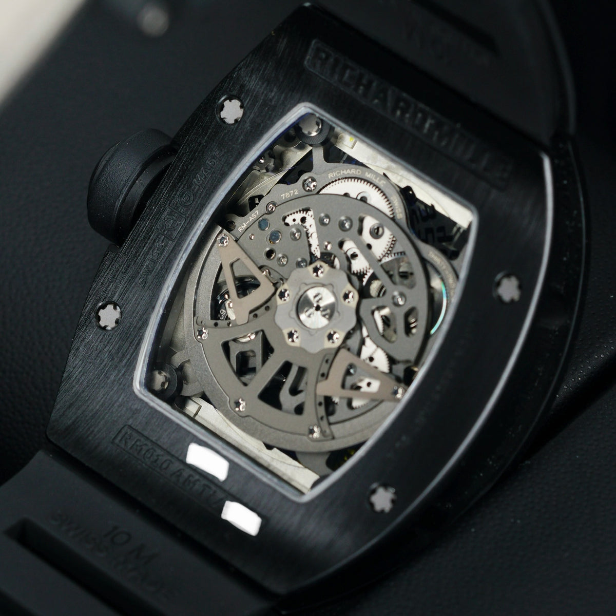 Richard Mille RM 010 “YELLOW FLASH” Skeleton Dial Yellow Accents Black Rubber Strap