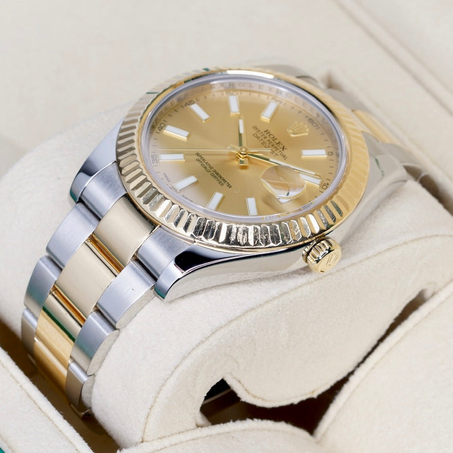 Rolex Datejust II 116333 Champagne Stick Dial Two-Tone Steel & Gold Oyster 41mm