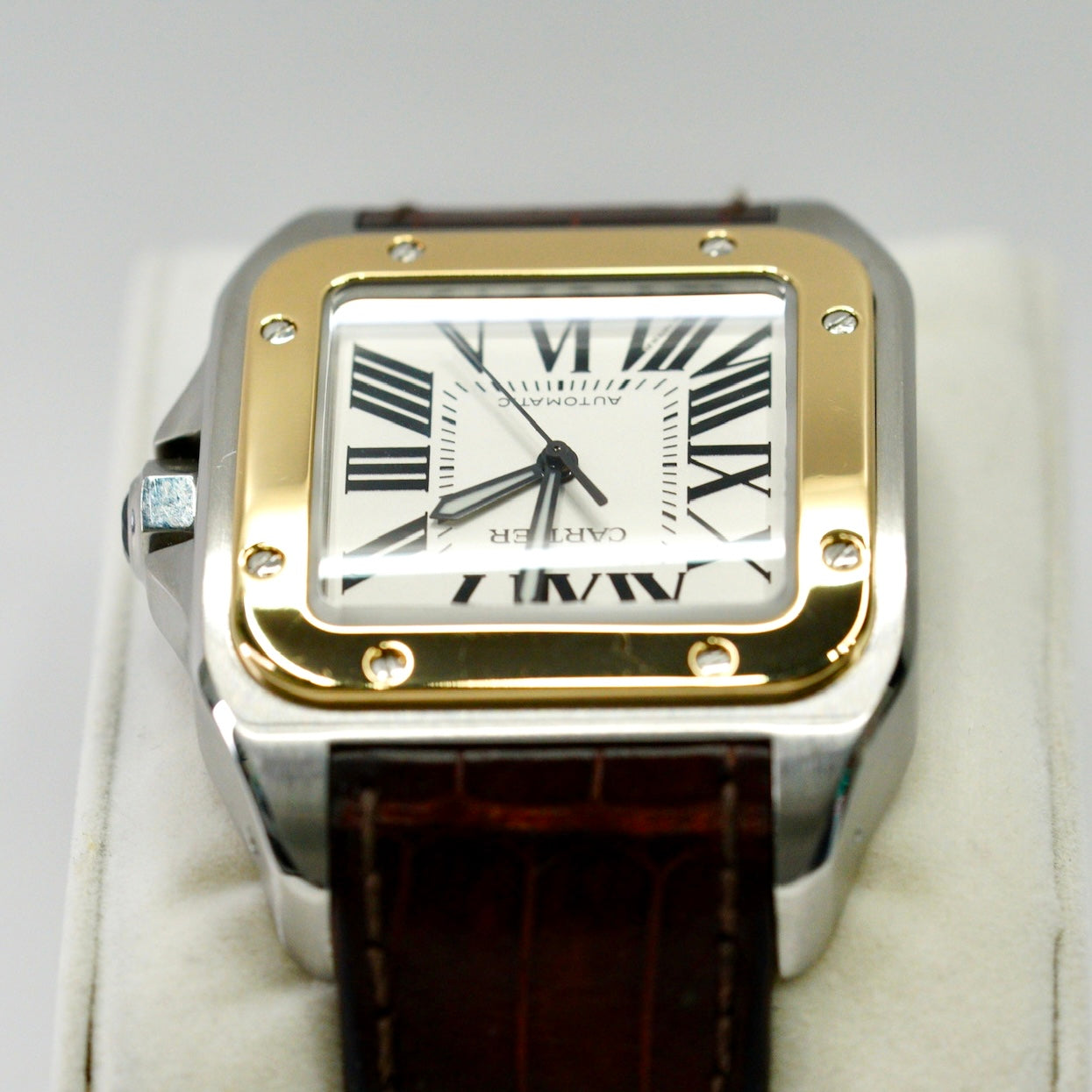 Cartier Santos 100 Xl 2656 Two-Tone Yellow Gold & Steel Leather Strap