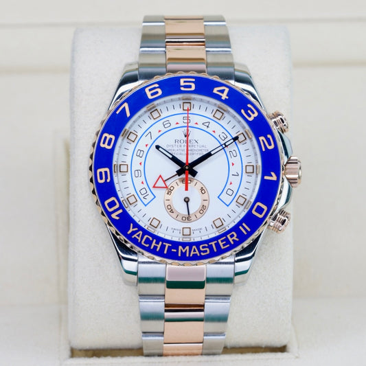 Rolex Yacht-Master II 116681 White Dial Blue Hands Two-Tone Rose Gold & Steel 44mm