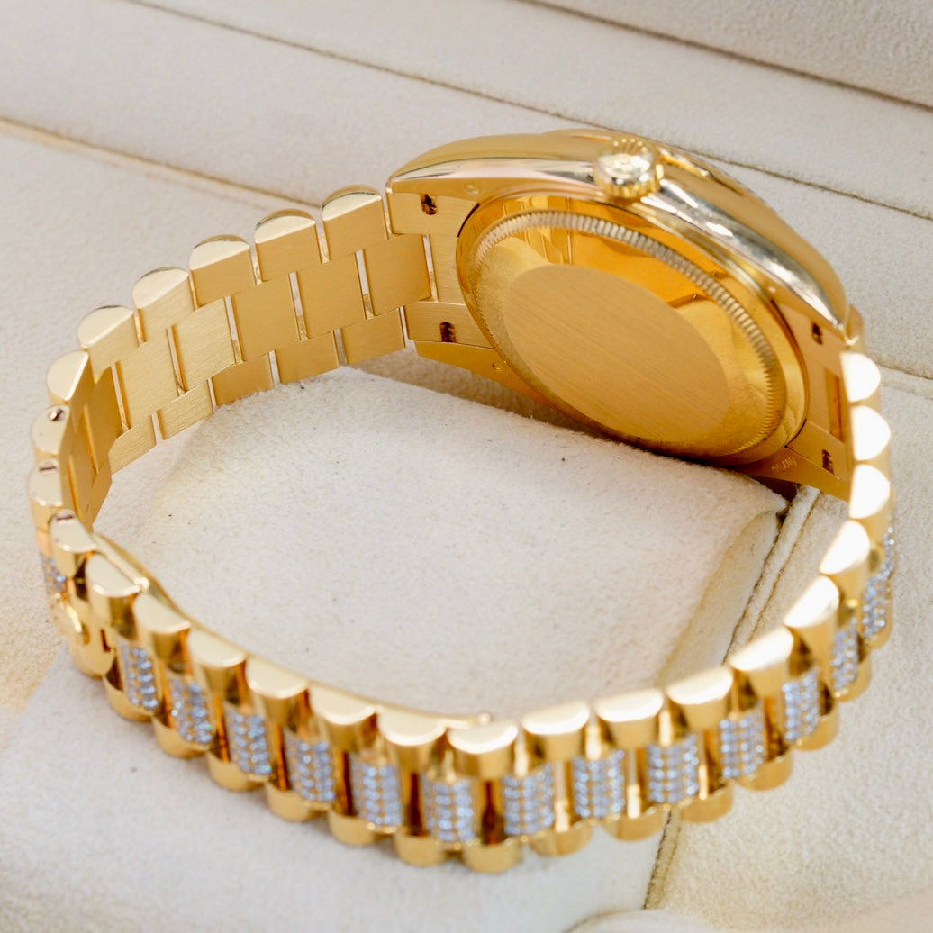 Rolex Day-Date 128238 Smoked Green Diamond Diam Yellow Gold Diamond President Bracelet 36mm 2022