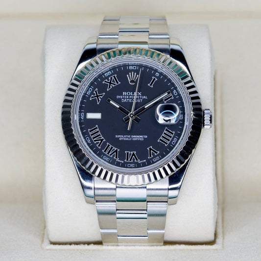 Rolex Datejust II 116334 Black Roman Dial Stainless Steel Oyster 41mm