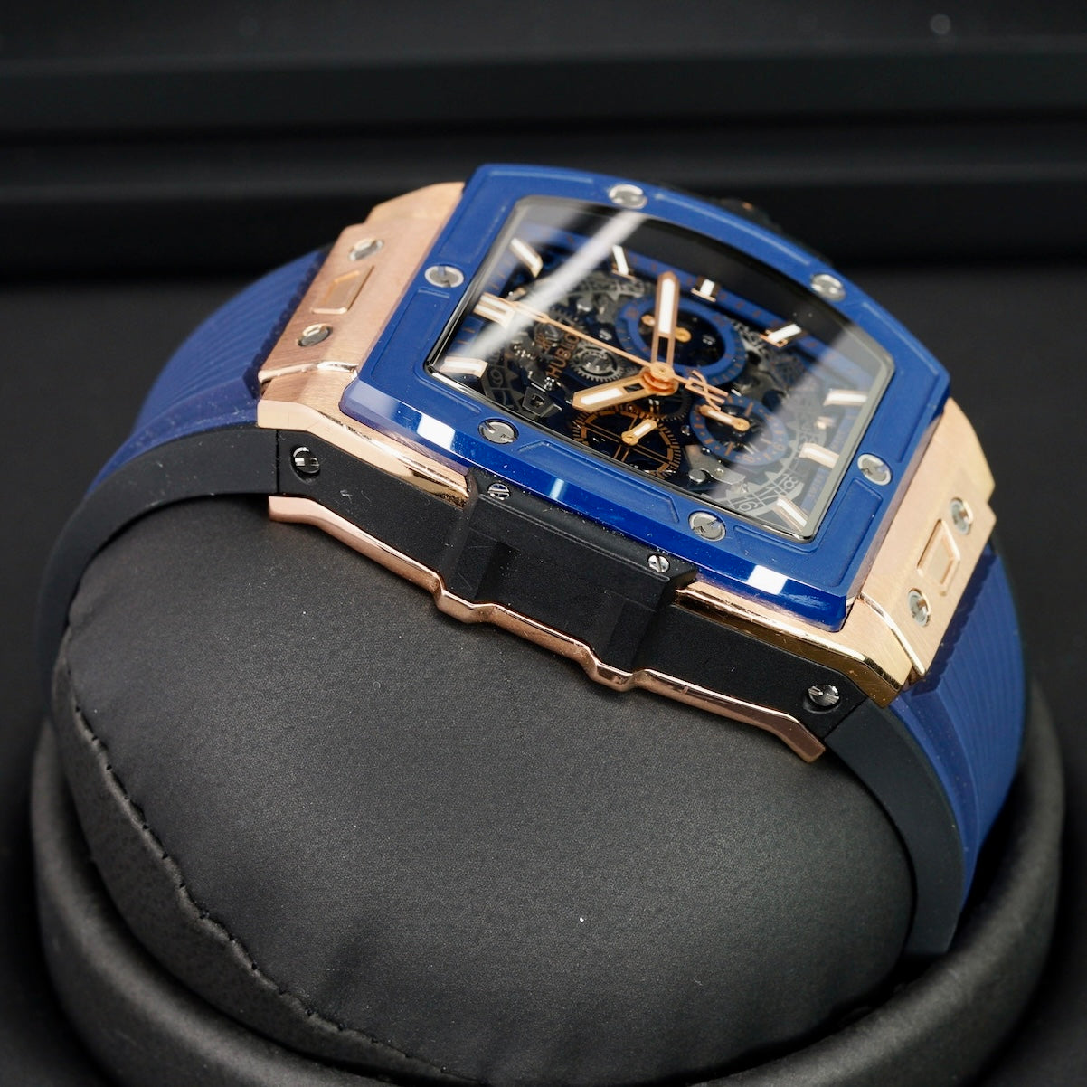 Hublot Spirit Of Big Bang 642.OL.7180.RX Skeleton Dial King Gold Blue Rubber Strap 42mm